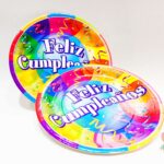 Platos Feliz cumpleaños serpentina (pack 8)