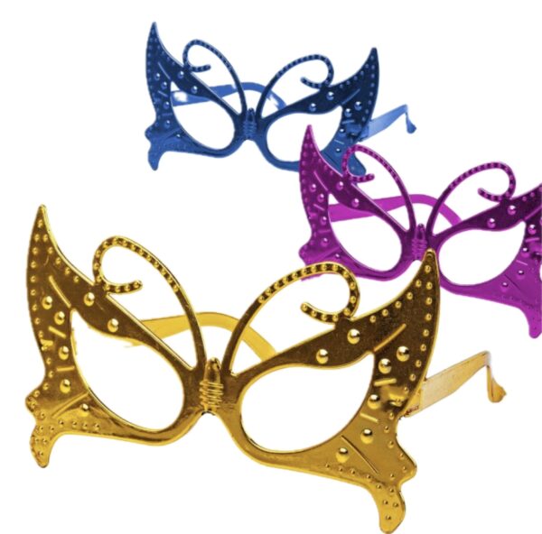 Lentes party mariposa metalicos (pack 2) sorpresas / fiesta / piñata / Hora Loca (colores variados)