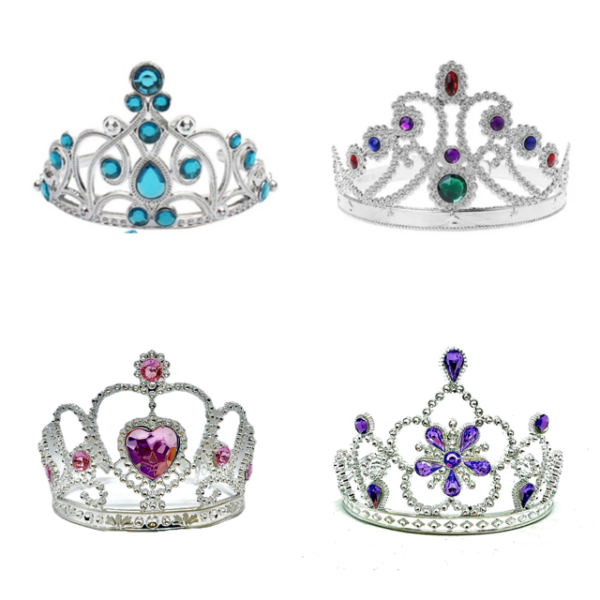 Corona plateada piedras (colores y diseños variados) (al azar)