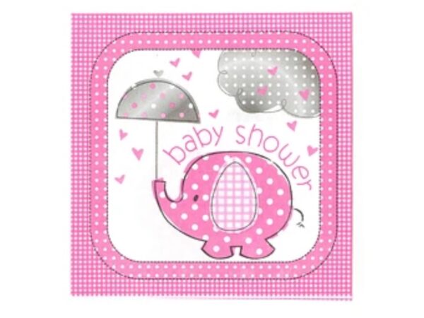 Servilletas Baby Shower pink elefante (pack 20)