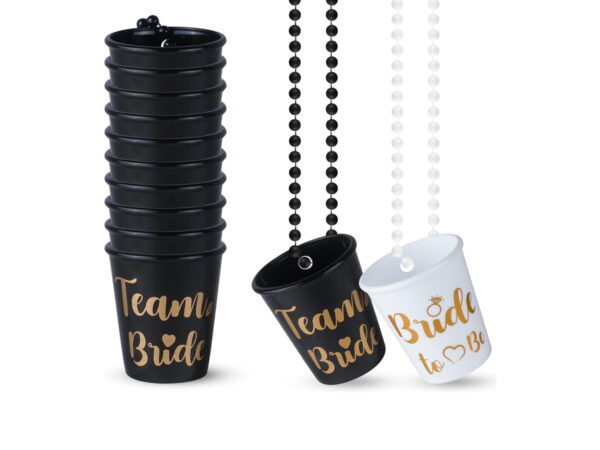 Vasos shot Team Bride con collar (pack 12) - Imagen 3