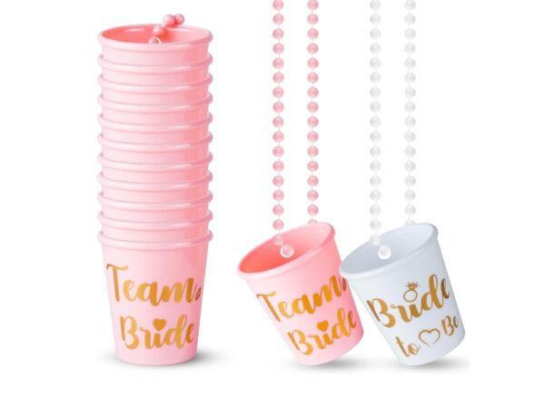 Vasos shot Team Bride con collar (pack 12) - Imagen 5