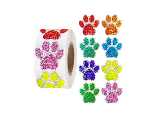 Stickers glitter huellas de mascota (pack 20)