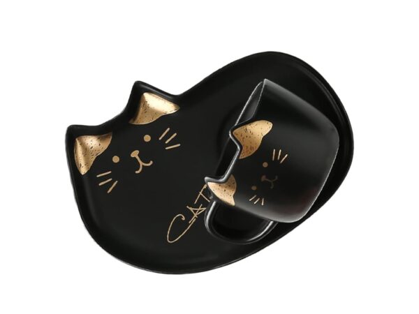 Taza gato con plato y cuchara (colores variados) - Imagen 4