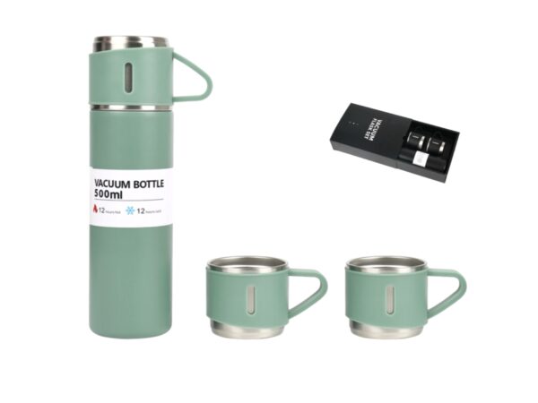 Termo con tres tazas 500ml (colores variados)