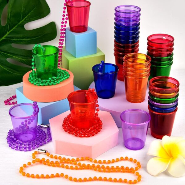 Vasos shot party con collar (pack 6) colores variados - Imagen 2