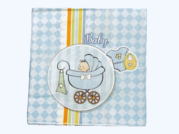 Servilletas baby shower niños celeste (pack 20)