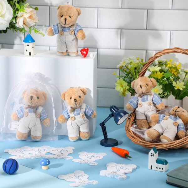 Peluche llavero oso (its a boy) con bolsa de organza y thanks baby shower - Imagen 3