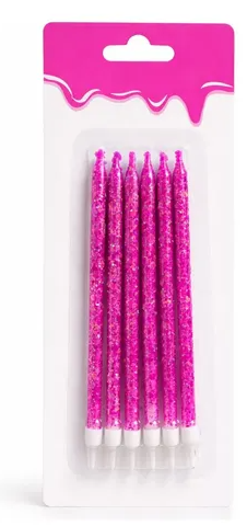 Velas glitter total Fucsia (pack 6)