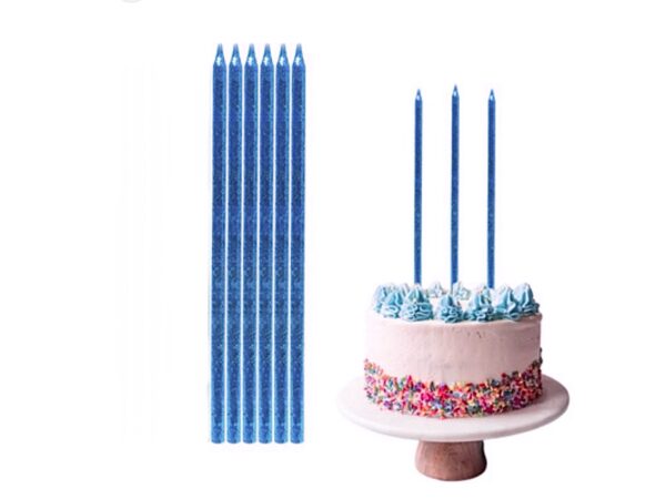 Velas glitter total Azul (pack 6)