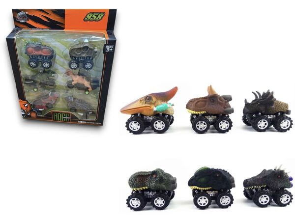 Set carros dinosaurio (pack 6)