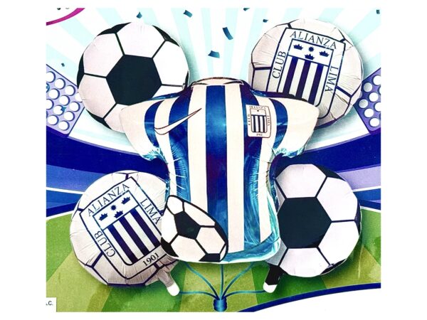 Pack 5 globos Alianza Lima (helio) modelos variados