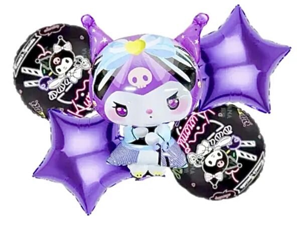 Pack 5 globos Kuromi (helio) diseños variados - Imagen 3