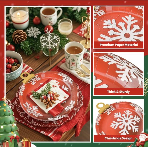 Platos Xmas time adornos rojos (pack 3) navidad - Imagen 6