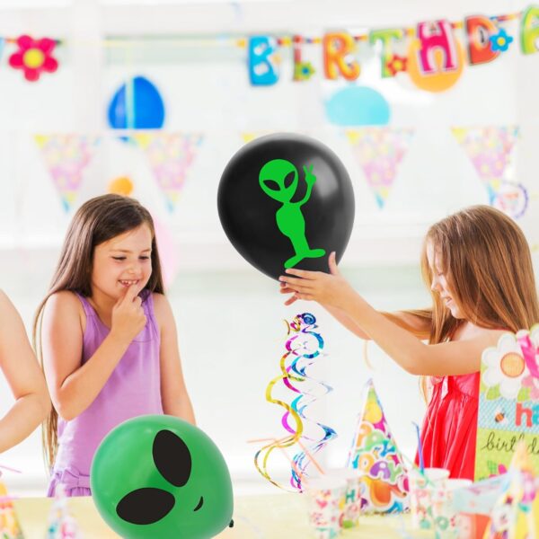 Globo alien cool (verde, negro y gris) 12" con helio - Imagen 2