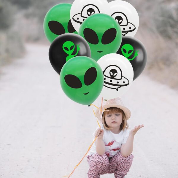 Globo alien cool (verde, negro y gris) 12" con helio - Imagen 3