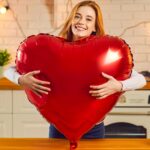 Globo corazon rojo 32" (81cm aprox) con aire y paliglobo