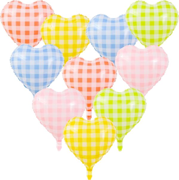 Globos corazon de cuadros (colores variados) 18" con helio