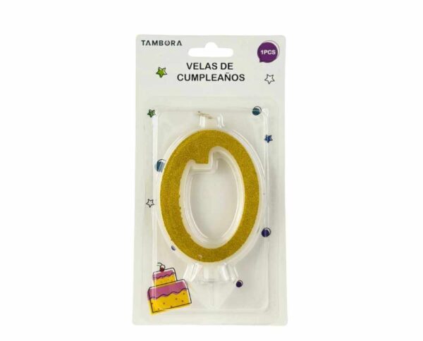 Vela numero 0 full glitter gold (dorado)