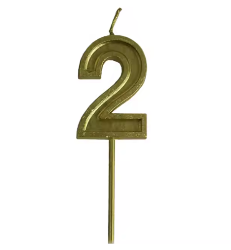 Vela de numero 2 gold (dorada)