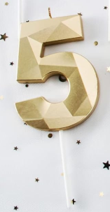 Vela numero 5 Diamante 3D gold (dorado)