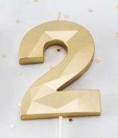 Vela numero 2 Diamante 3D gold (dorado)