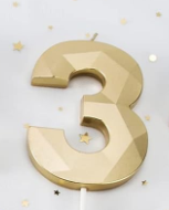 Vela numero 3 Diamante 3D gold (dorado)