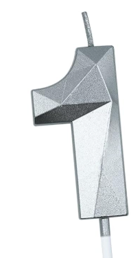 Vela numero 1 Diamante 3D silver (plateado)