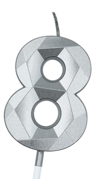 Vela numero 8 Diamante 3D silver (plateado)