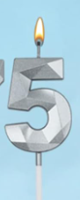 Vela numero 5 Diamante 3D silver (plateado)