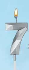 Vela numero 7 Diamante 3D silver (plateado)