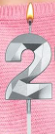 Vela numero 2 Diamante 3D silver (plateado)