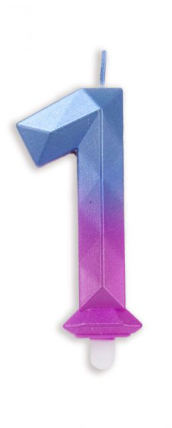 Vela numero 1 Diamante 3D azul fucsia (duo color)