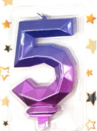 Vela numero 5 Diamante 3D azul fucsia (duo color)