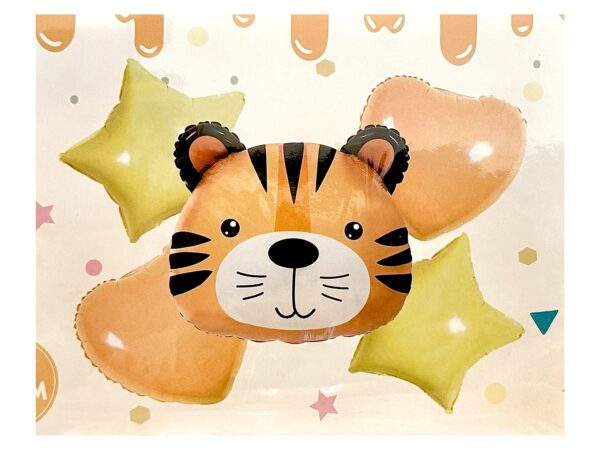 Bouquet pack de 5 globos Tigre pastel (helio)