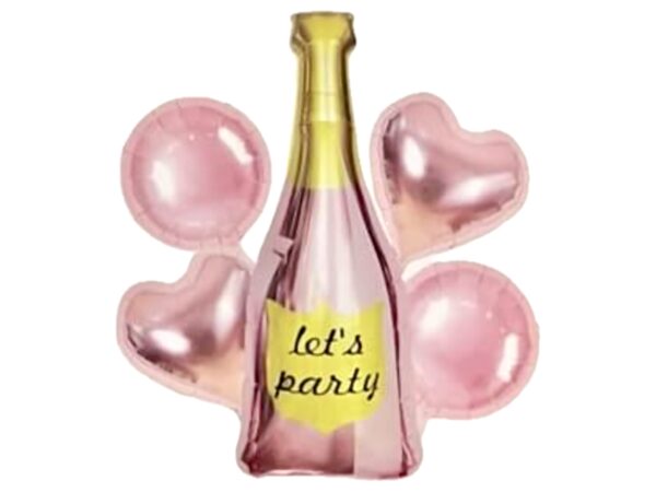 Bouquet 5 globos Lets Party botella (4 globos 18" y 1 globo 38") (con helio)