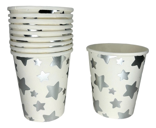Vasos estrellas plateadas metalicas (pack 10)