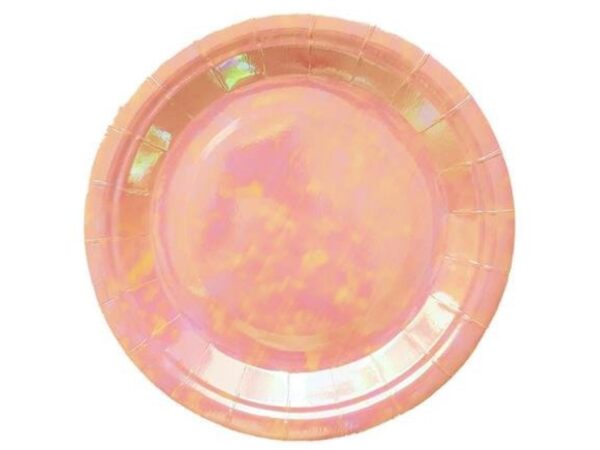 Platos tornasolados rosa salmon (pack 10)