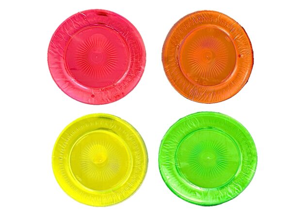 Platos neon acrilicos (pack 10 de un color) (amarillo, verde, fucsia, naranja) (a elegir)