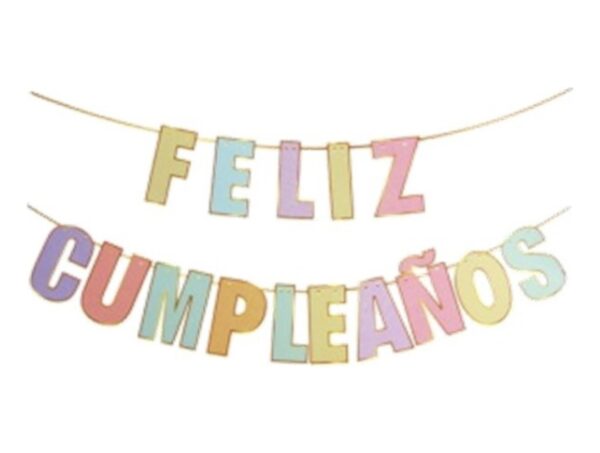 Banderin Feliz Cumpleaños (pastel & gold)