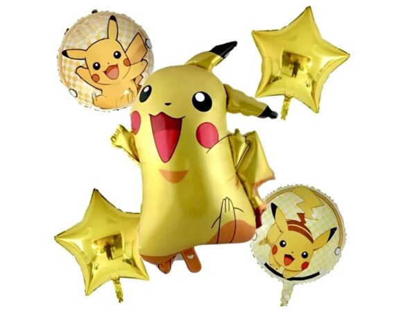 Pack 5 globos Pikachu Pokemon (con helio)