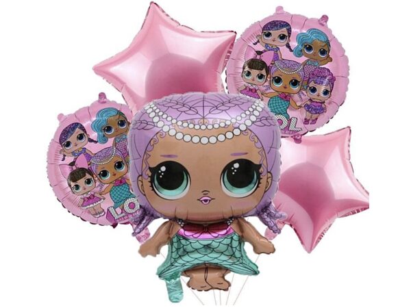 Pack 5 globos Lol sirena (con helio)