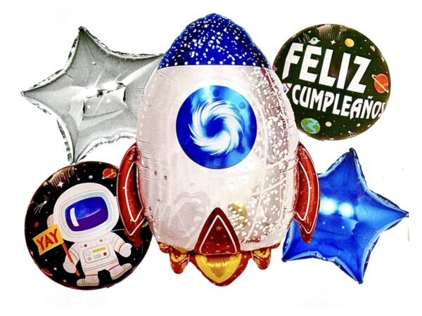 Pack 5 globos Nave espacial astronauta (con helio)