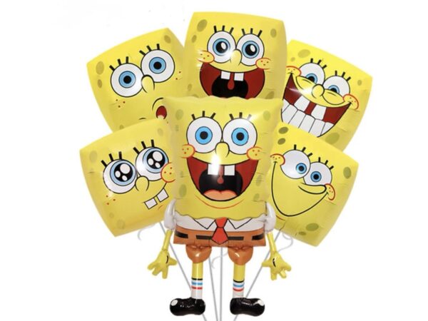 Pack 5 globos Bob Esponja caritas (con helio)