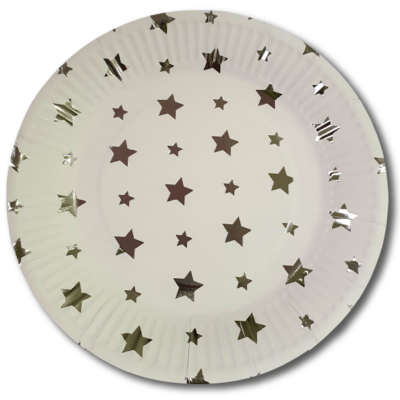 Platos con estrellas plateadas (pack 10)