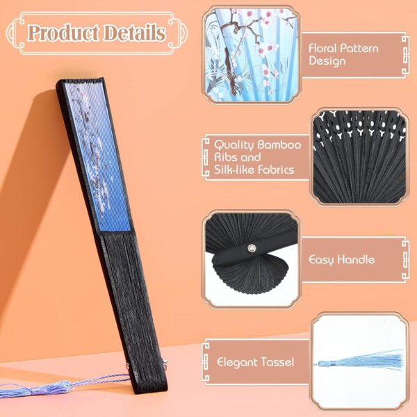 Abanico de bambu y seda con funda de organza (colores variados) - Imagen 4