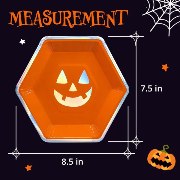 Platos Calabaza Halloween iridiscente (pack 4) - Imagen 3