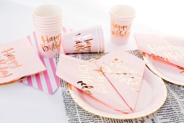 Servilletas Happy Birthday rose gold (pack 10) - Imagen 2