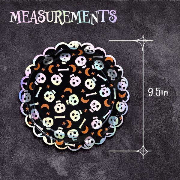 Platos calavera party Halloween festoneado iridiscente (pack 3) - Imagen 3
