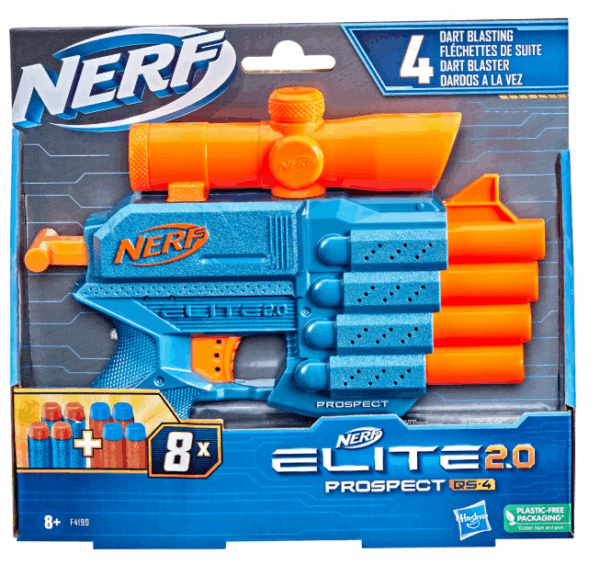 Pistola Lanzador Nerf elite 2.0 Prospect QS 4 con 8 dardos
